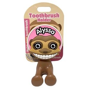 Happy Smiles Personalized Kids Toothbrush Holder Alyssa Monkey